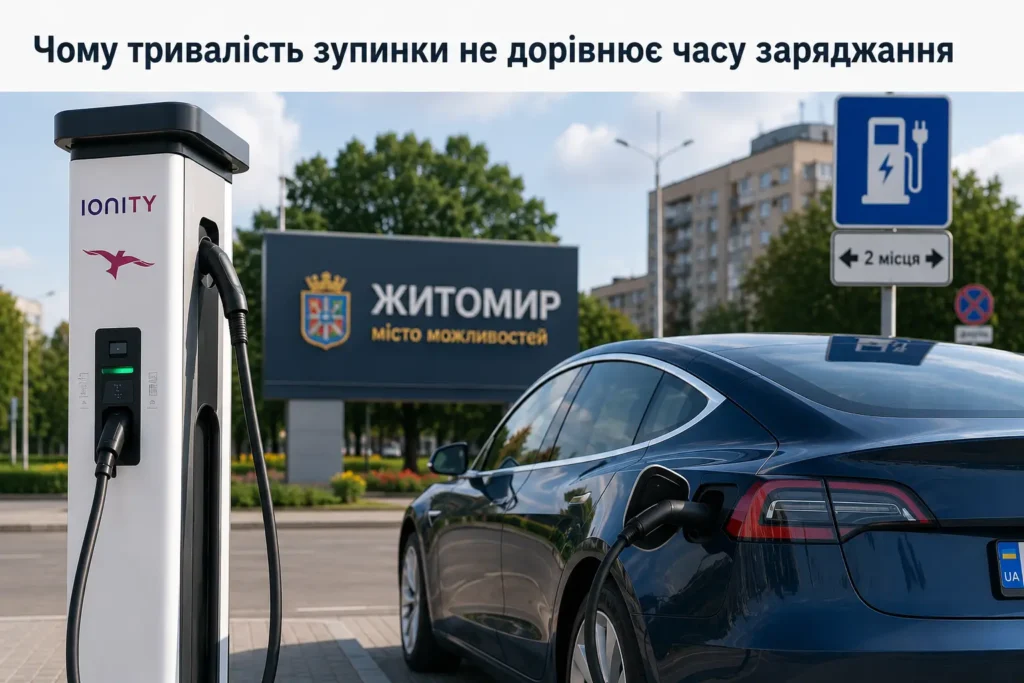 Чому тривалість зупинки не дорівнює часу заряджання Електрозаправки у Житомирі — вибір станції за часом зупинки Чому тривалість зупинки не дорівнює часу заряджання Електрозаправки у Житомирі — вибір станції за часом зупинки